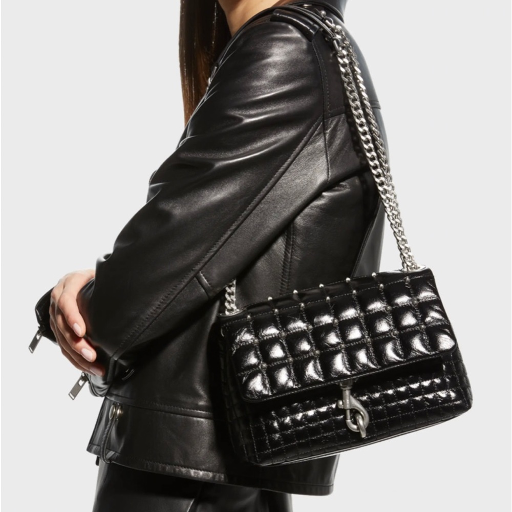 Rebecca Minkoff- Rebecca Minkoff - Edie Quilted Leather Studded Shoulder Bag - Picture 1 of 13